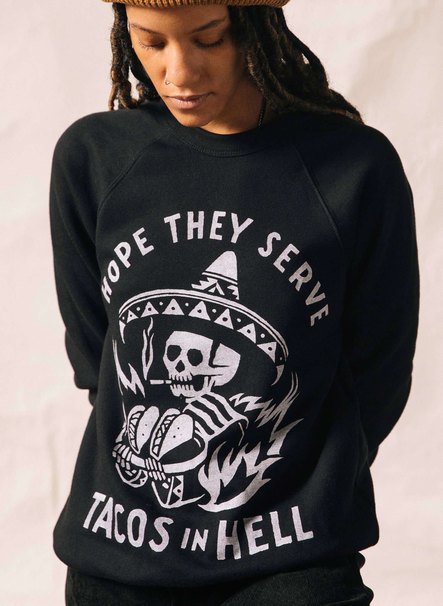 Pyknic – wholesale Sweatshirt med tryck - Dam – Hoppas de tjänar Tacos i helvetet tröja