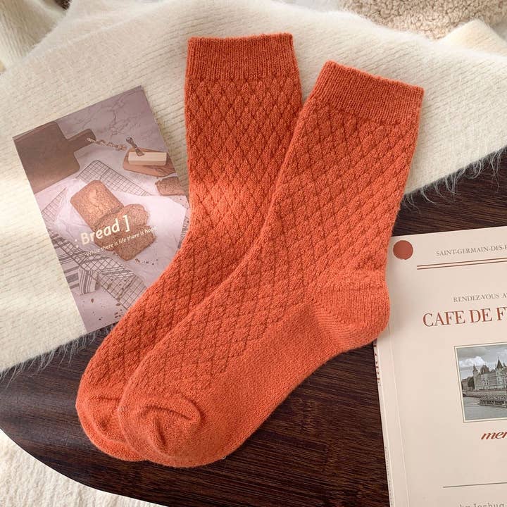 ACCITY - Wholesale Socks - Women's - Plaid Plush Socks Women Winter Thick Warm Cozy_CWMS028683