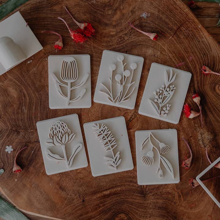 Kinfolk Pantry - Wholesale Art set – Child & baby - Native Flower Stamp Set – Eco Playdough Tools0