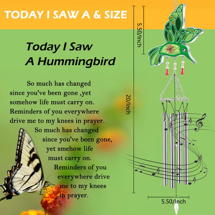 Longshinnning – wholesale Wind chime – Hummingbird Wind Chime – Handmade Glass Suncatcher with Real Flowers & Soothing Chimes5