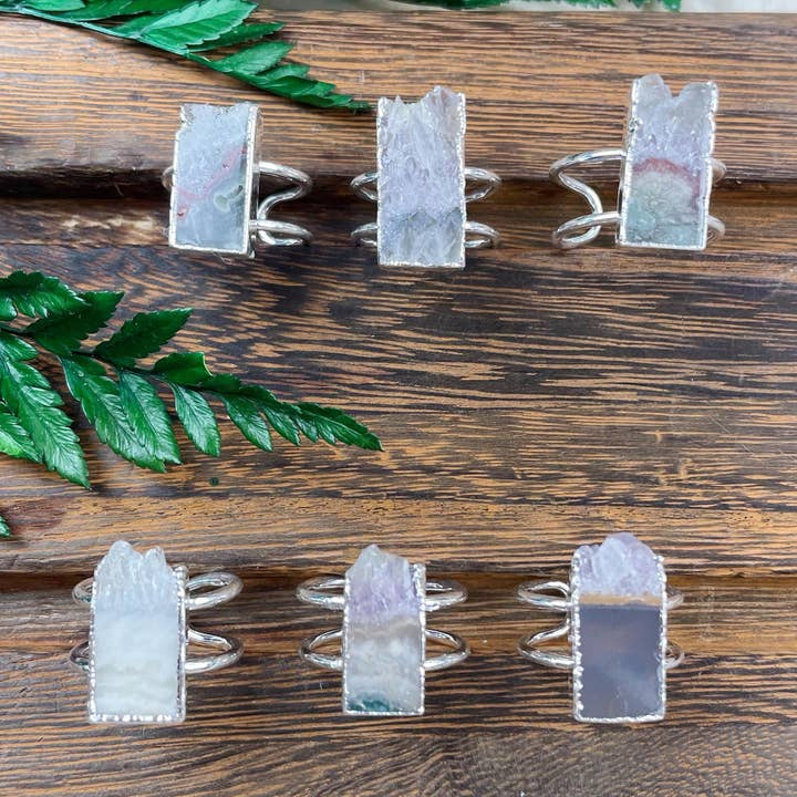 Silver Amethyst Slice Ring for wholesale by Ewelina Pas Jewelry
