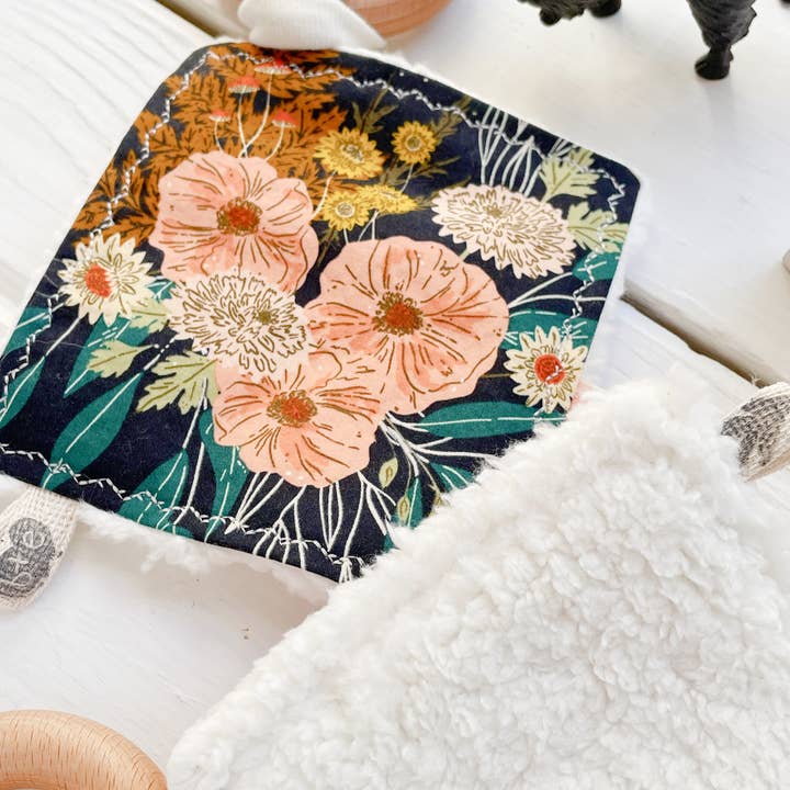 The Bird & Elephant - Wholesale Teether (Not Clip-On) - Baby - Moon Forest Floral Crinkle Teething Toy Ribbon Tags2