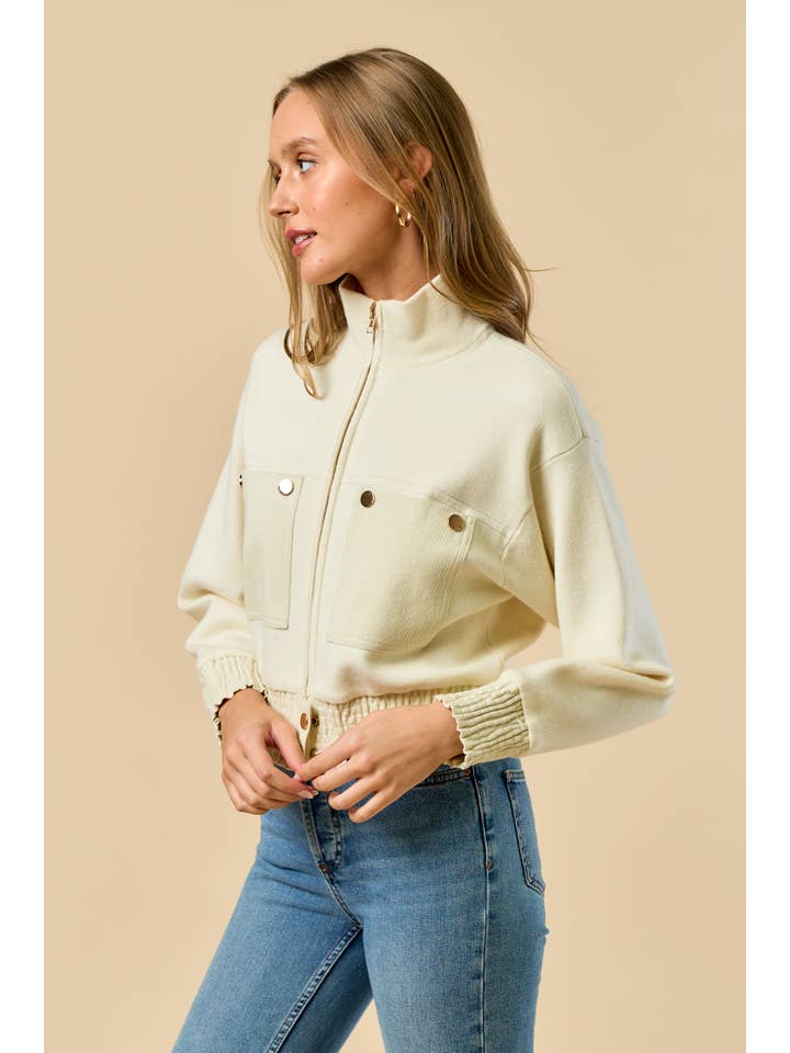 IVORY ILT5716 Mock Neck Zip-Up Jacket for wholesale on Faire