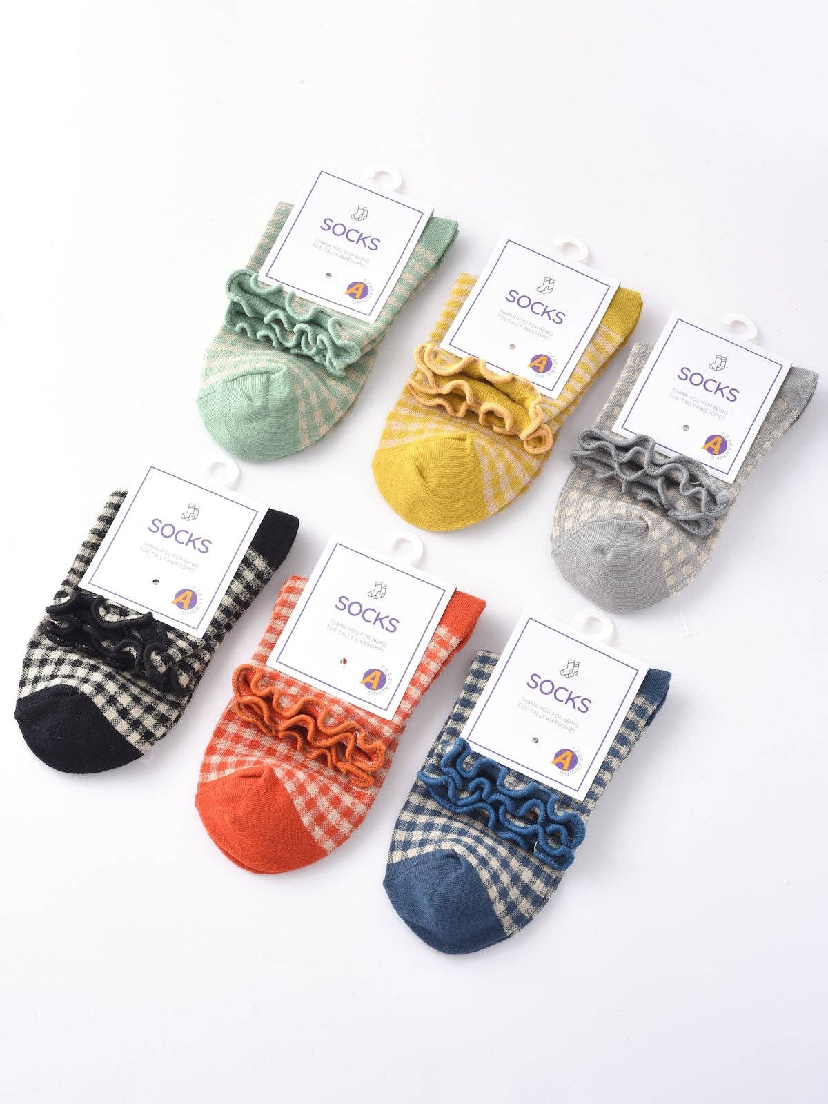 Funkyrel® Atzbranding Limited - Wholesale Socks - Women's - Rufia - Colorful Check Pattern Lace Socks8