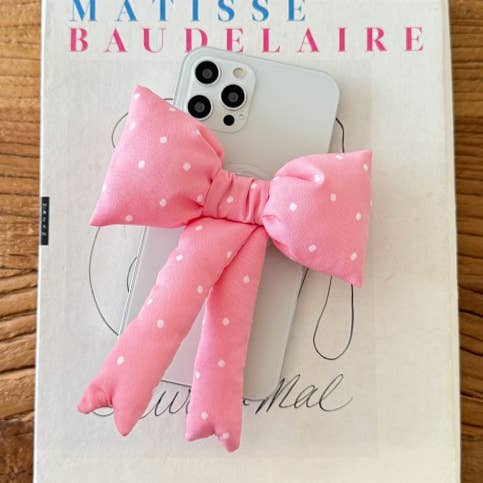 MOND HAUS - Wholesale Phone Grip - Myrtle Phone Grip | Polka Dot Fabric Padding Ribbon Charm4