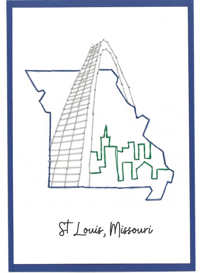 Missouri- Carte de vœux cousue à la main pour la vente par Woven Dignity
