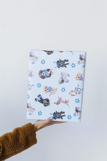 Lana's Shop - Wholesale Wrapping Paper Roll - Hanukkah Puppy Dog Gift Wrap Roll2
