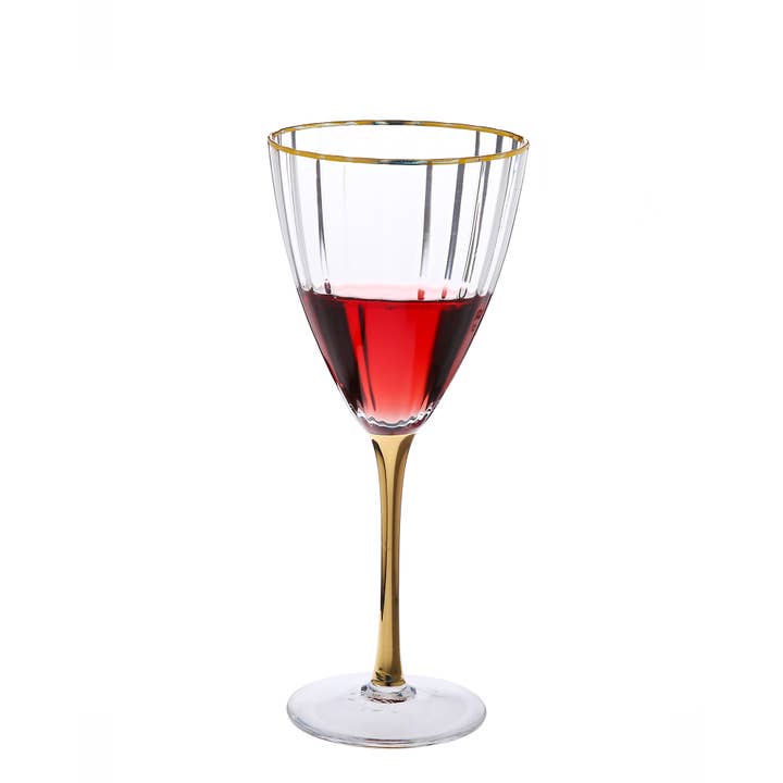 12 Oz. Straight Line Textured Wine Glass - Set Of 6 for wholesale by CLASSIC TOUCH DECOR INC.