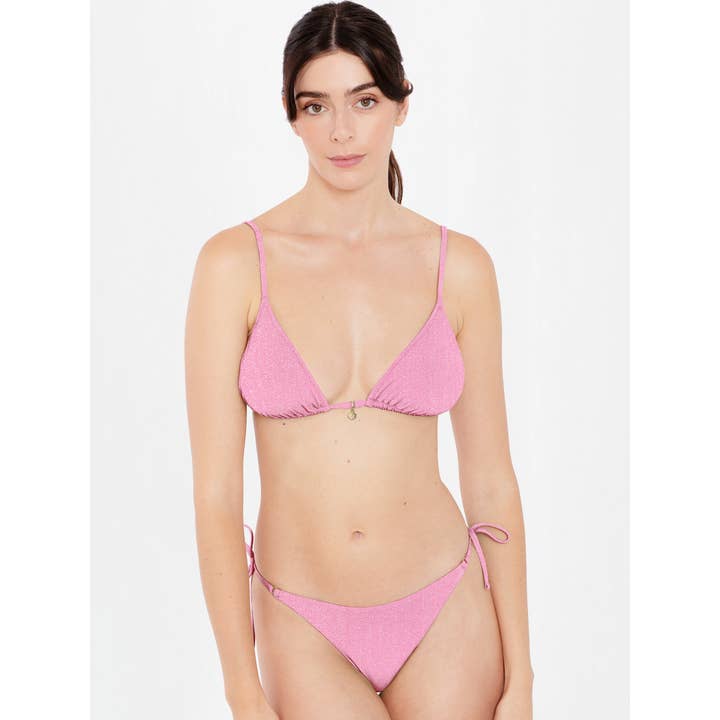 MrMiss Design Studio - Wholesale Swim Bottoms - Women's - Chlamys Varia Classicc Bikini Thong-Lurex Barbie Pink