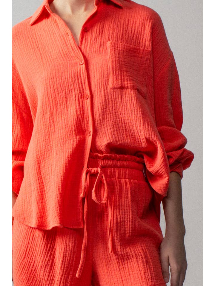 Urban Daizy - Wholesale Lounge Set - Women's - Crinkle Cotton Gauze Resort Button-Up Set6