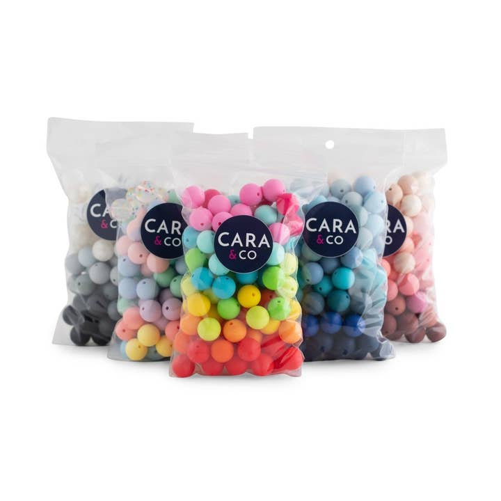 Cara & Co Silicone Craft Supply – wholesale Pärlor – Pastellpalett 15 mm runda silikonpärlor i paket1