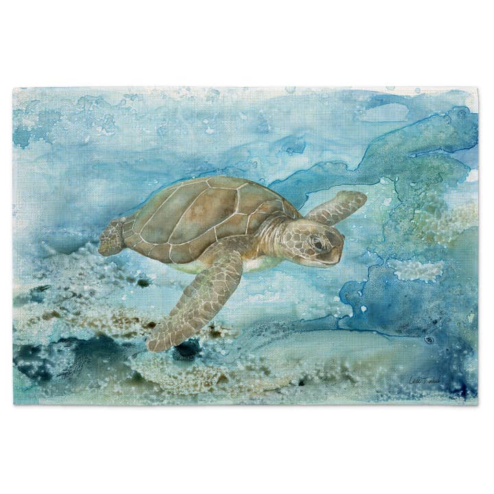 "Sea Turtle" Poly-Cotton Blend Placemat for wholesale by CounterArt/Highland Home/Thirstystone/CoasterStone