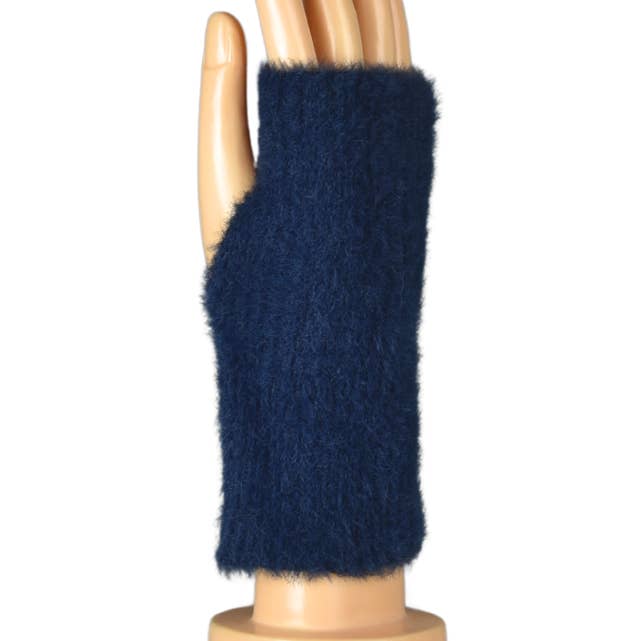 THSG1117: Navy: Fluffy Fingerless Gloves for wholesale by Taylor Hill Scarves & Co