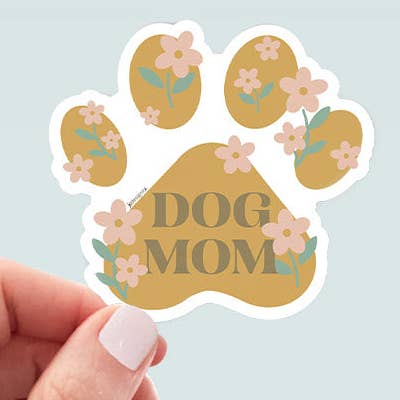 Floral Dog Mom Paw Vinyl Sticker for wholesale by JC Pet Designs