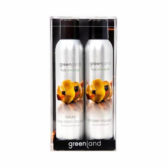 Papaya-Lemon Dusch- und Körpermousse-Geschenkbox für den Großhandel von Greenland srl