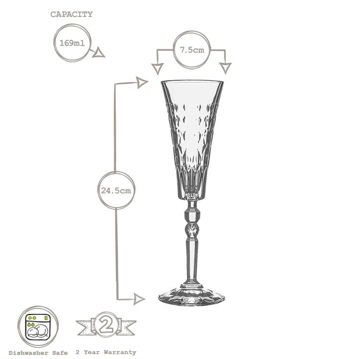 Rinkit Ltd - Wholesale Champagne Flute - RCR Crystal Marilyn Champagne Flute - 169ml