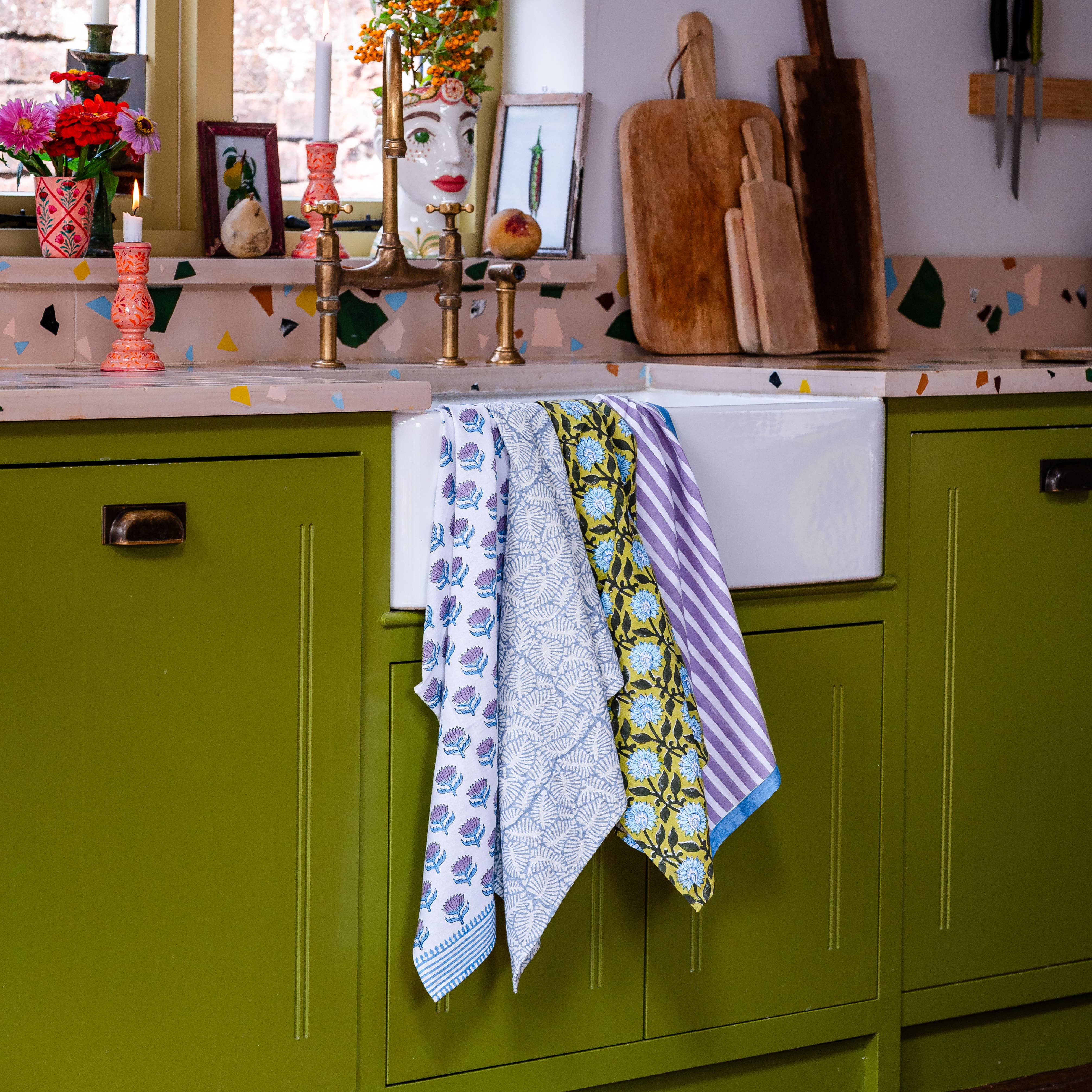 Constance & Denny - Wholesale Tea Towel - STRIPE LILAC tea towel4