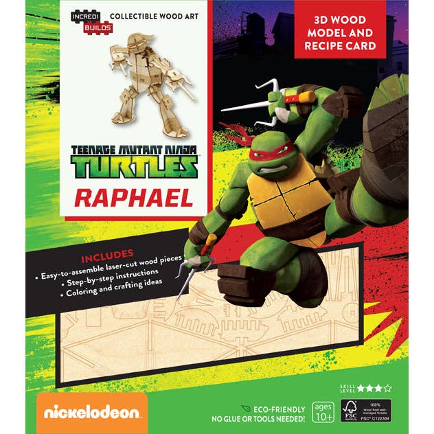 Insight Editions - Wholesale DIY Craft Kit - Kids - IncrediBuilds: Teenage Mutant Ninja Turtles: Raphael 3D Wood Model and Recipe Card