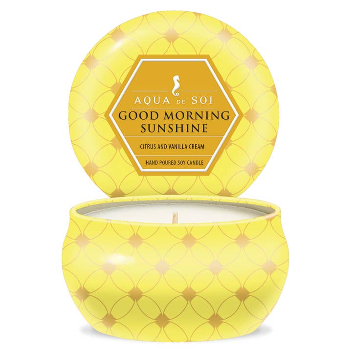 Good Morning Sunshine 9oz Aqua De Soy Candle Tin for wholesale by The SOi Company