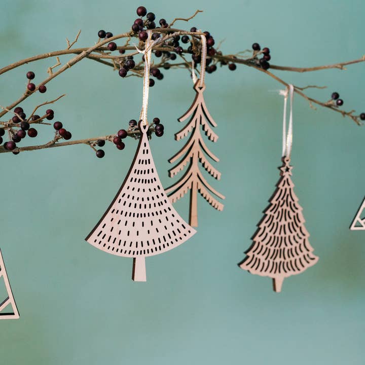 Reece Design Works - Wholesale Ornament - Wood Tree Christmas Ornaments11