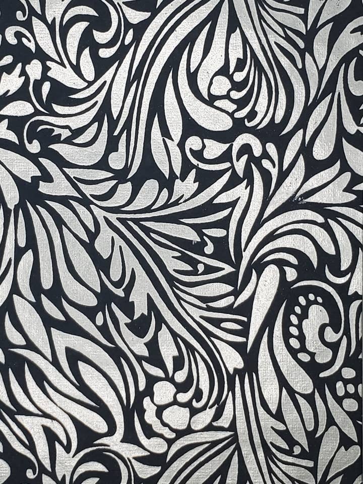 Mosaïque indienne métallique argent mat sur 13 noir pour la vente par Aitoh Company