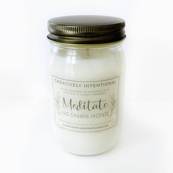 Nag Champa — MEDITATE — Bougies de soja pour la vente par Creatively Intentional Candle Co.