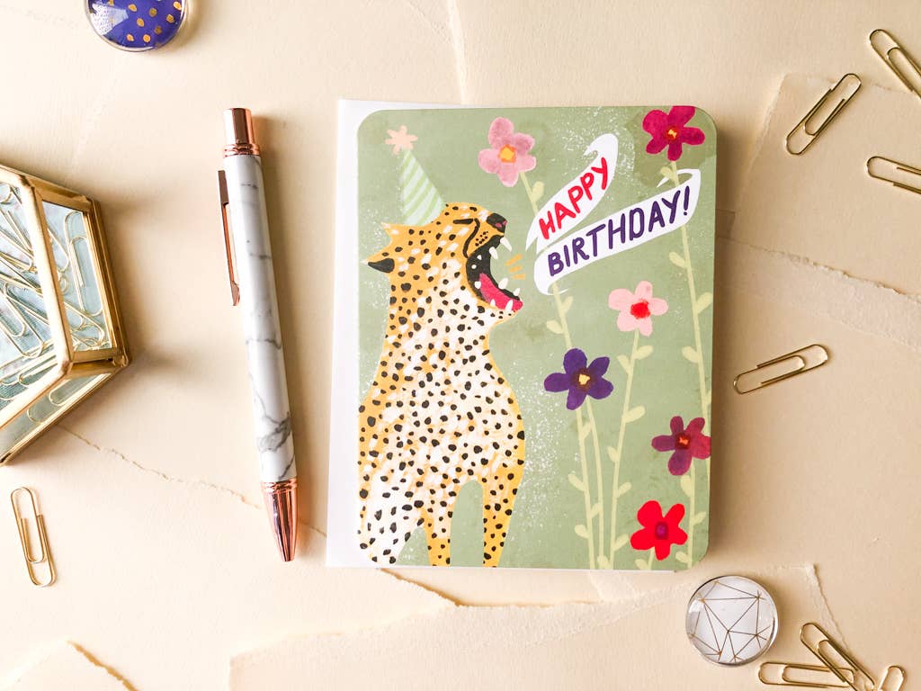 Paper Loop | Hand-Painted Greeting Cards - Wholesale Birthday Card - Wild Cat Birthday Card, Birthday For Cat Lovers Tweens Teens1