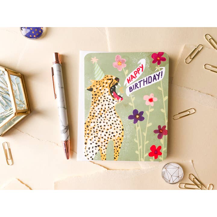 Paper Loop | Hand-Painted Greeting Cards - Wholesale Birthday Card - Wild Cat Birthday Card, Birthday For Cat Lovers Tweens Teens1