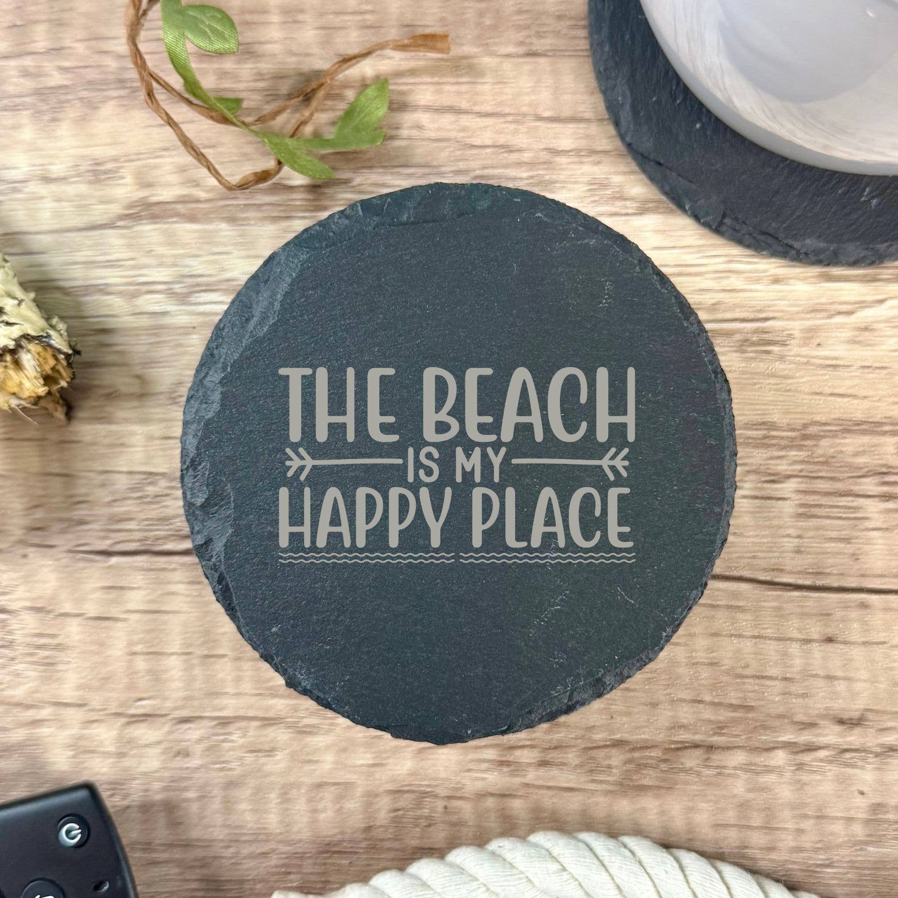 Mermaid of Hilton Head - Vente Sous-verre - Les sous-verres en ardoise "La plage est mon endroit heureux" - Sous-verre côtier1