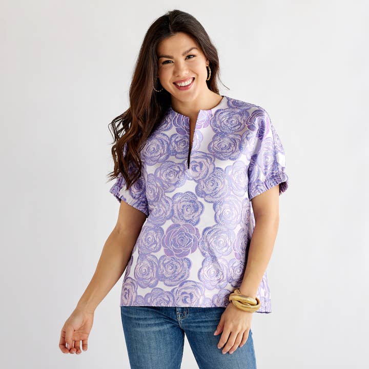 Betsy Jacquard Rose Top for wholesale by Caryn Lawn