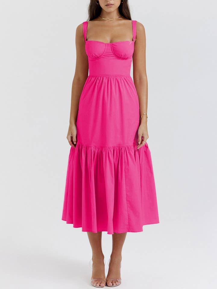 Rosa Clothing - Wholesale Dress - Women's - Suspender Floral Backless Cake Dress