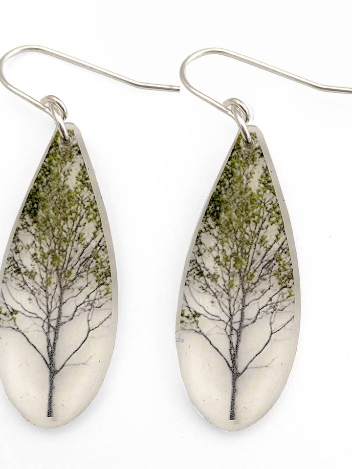 Drip Green Tree Earrings for wholesale by Black Drop Designs