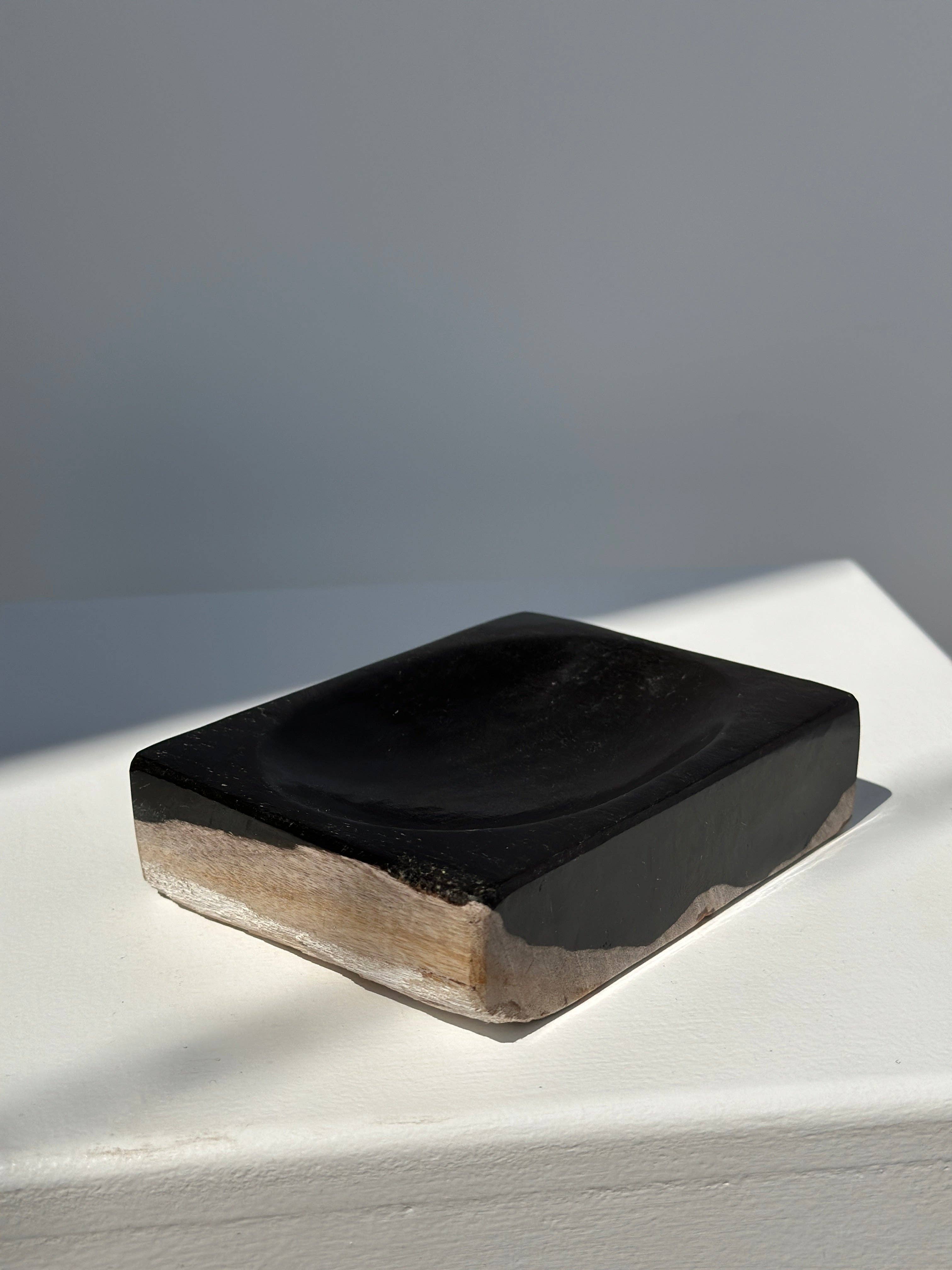 Office Objets - Wholesale Bath Soap Dish - Petrified wood soap dish with white underside6