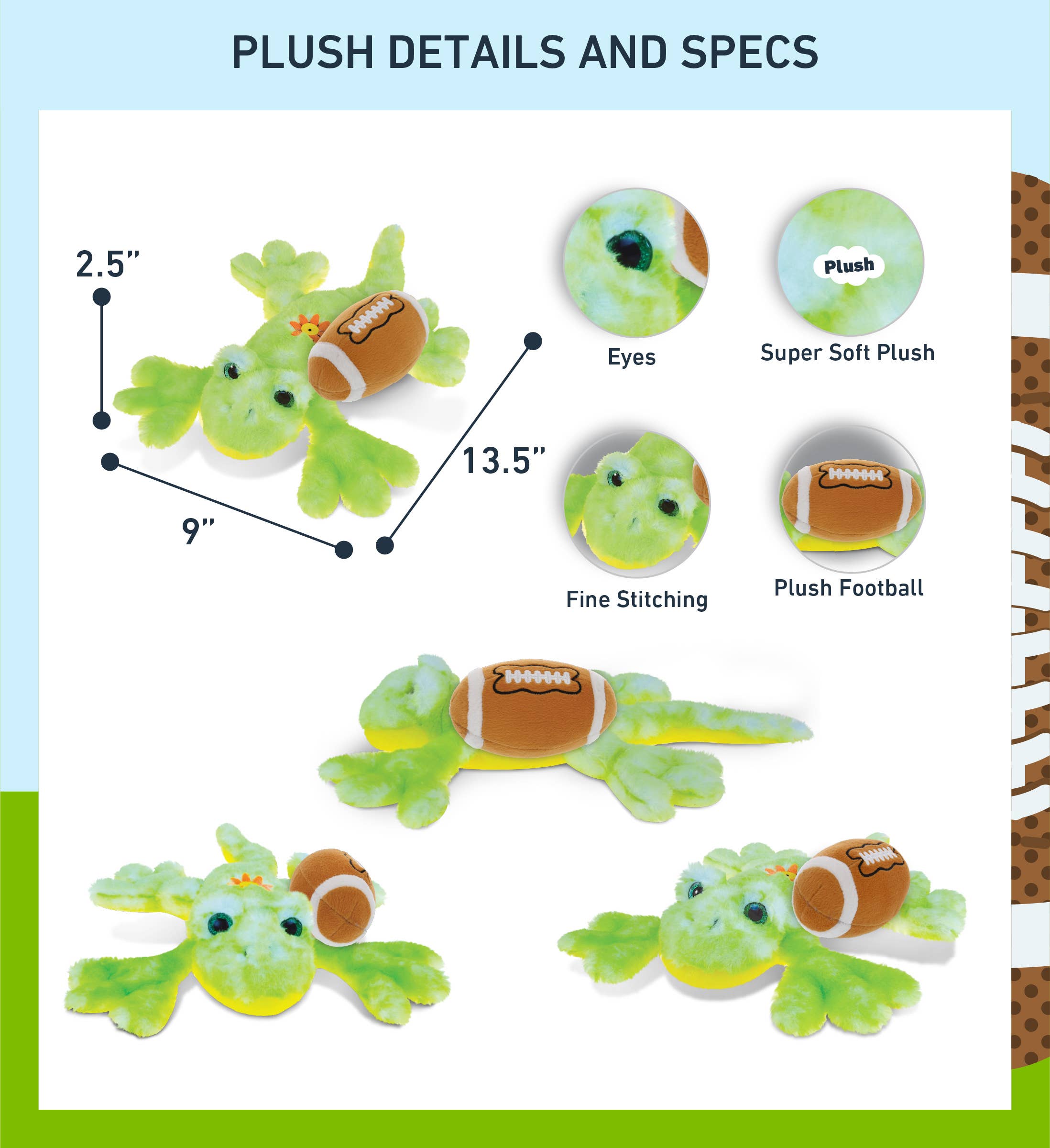 Cota Global - Wholesale Stuffed/Plush Toy - Kids & Baby - SUPER SOFT PLUSH - GECKO WITH FOOTBALL PLUSH2