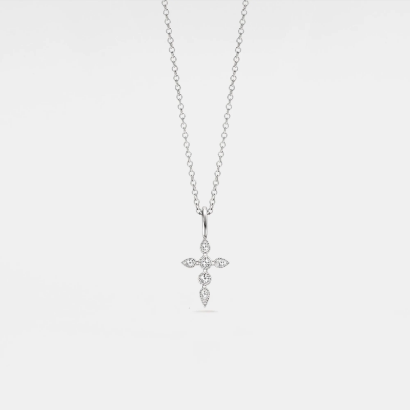 Perimade & Co. LLC – wholesale Pendant/charm necklace – Moissanite Cross Pendant Necklace in 925 Sterling Silver2
