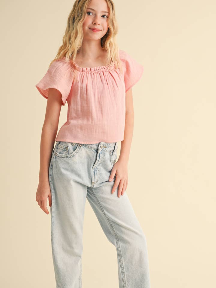 heart and arrow - Wholesale T-Shirt - Kids - TWEEN KIDS GIRLS PEASANT SHORT SLEEVE LOOSE FIT TOP (7-14)