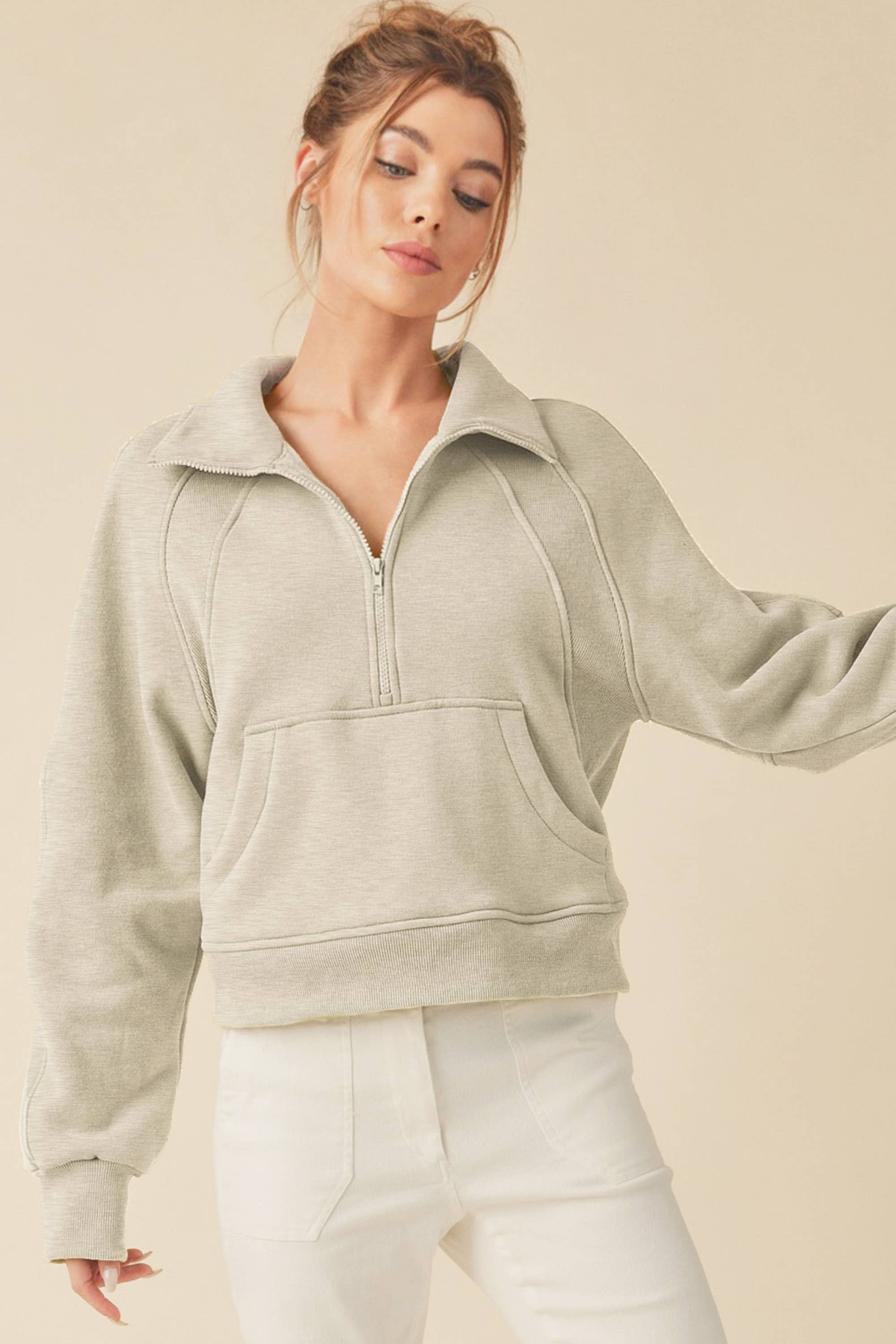 AEMI + CO - Vente Sweat à capuche – femme - Sweat à capuche demi-zippé Drea 946CK 612