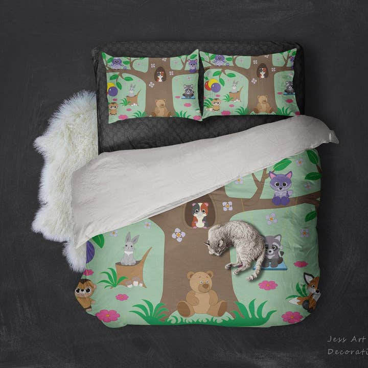3D Cartoon Animals Tree Hole Quilt Cover Set Bedding Set Pillowcases 84 for wholesale by Jess Art Decoration