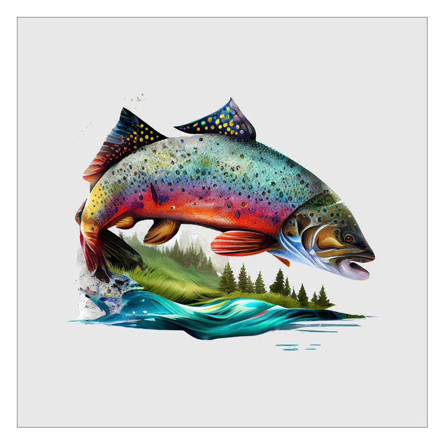 Flawless Transfers - Wholesale Sublimation Transfer - Colorful Trout Fish DTF Transfer0