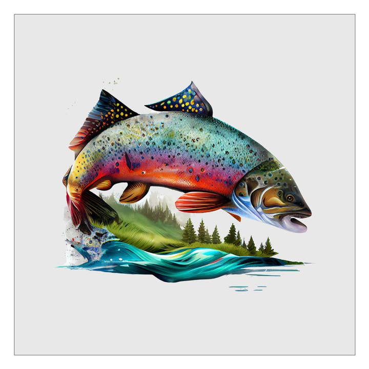 Flawless Transfers - Wholesale Sublimation Transfer - Colorful Trout Fish DTF Transfer
