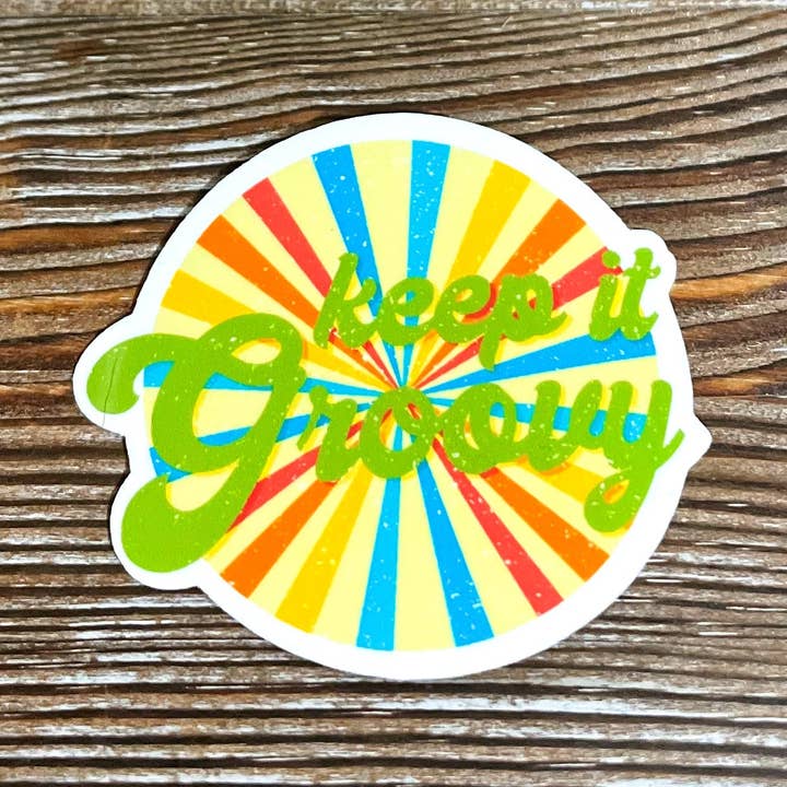 Halte es groovy, Sarkasmus-Zitat, gestanzter Vinyl-Aufkleber, wasserfest, Hippie-Vibes Boho | Aufkleber oder Magnet für den Großhandel von Handmade by Marlayna