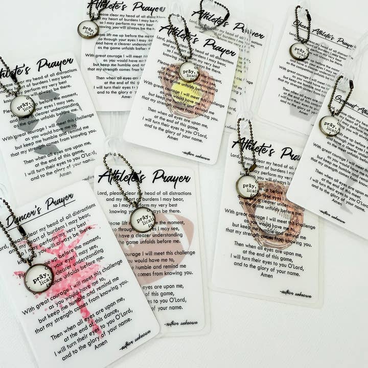Sports Prayer Bag Tag / Bookmark / Prayer Card with Charm for wholesale by Define Charm Bar