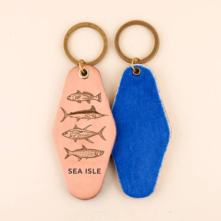 Custom Your City Saltwater Fish Hotel Leather Keychain for wholesale by Freshwater Curated Goods