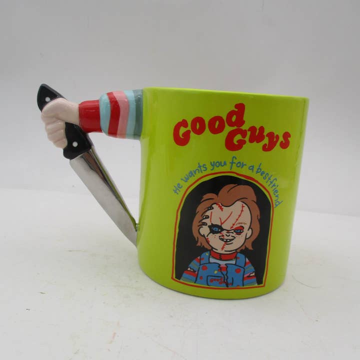 Silver Buffalo - Wholesale Coffee Mug - Chucky 2 Faces Electroplate 20oz Sculpted Handle Ceramic Mug3