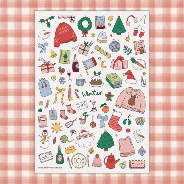 Winter Sticker Sheet for wholesale by Hollie Fuller