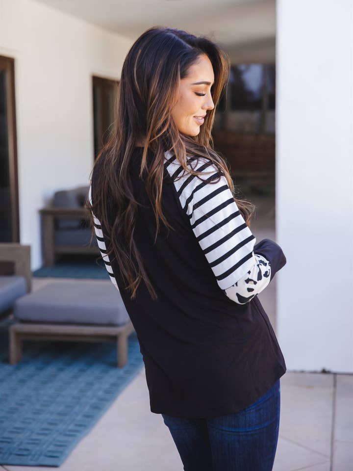 Tickled Teal - Wholesale Tunic – Women’s - Stripe Animal Print Nancy Top10