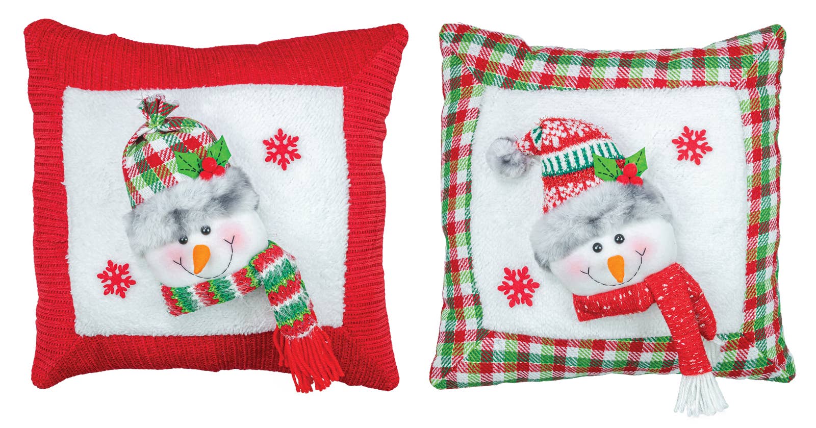Hanna's Handiworks - Wholesale Decorative Tabletop Object - Vibrant Christmas Snowman Pillow - 2 Assorted0