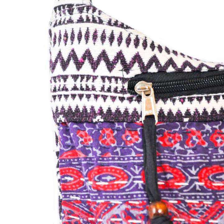 Zumki - Wholesale Crossbody Bag - Women's - Holly Cotton Kantha Stitch Crossbody3