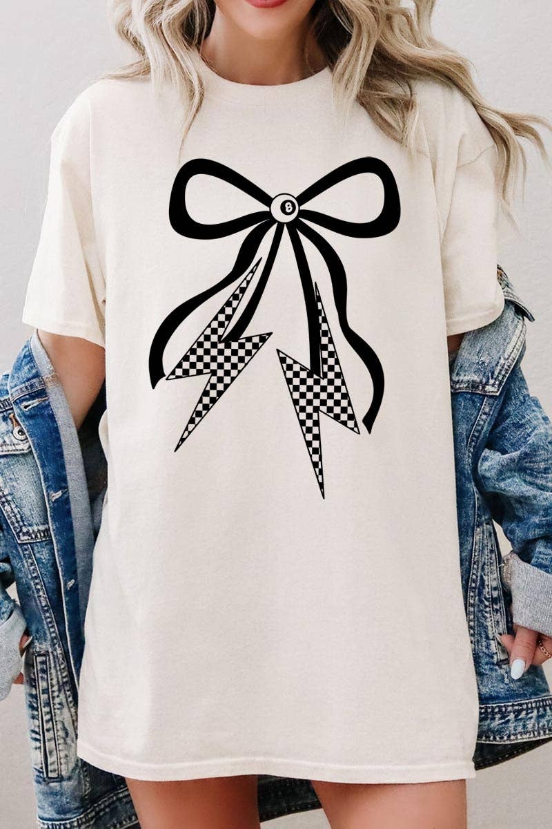 COLORBEAR - Wholesale T-Shirt (Graphic) - Women's - Lightning Bolt Bow Graphic Plus Heavy Cotton Tee1