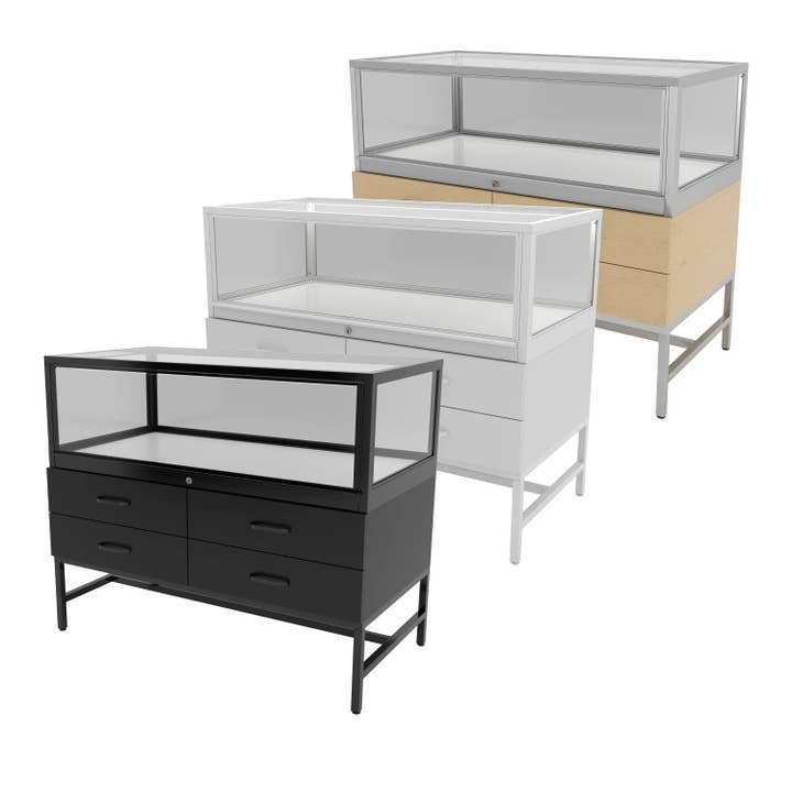 Retail Display LED Cabinet -Glass Showcase & Storage Drawers for wholesale by Econoco